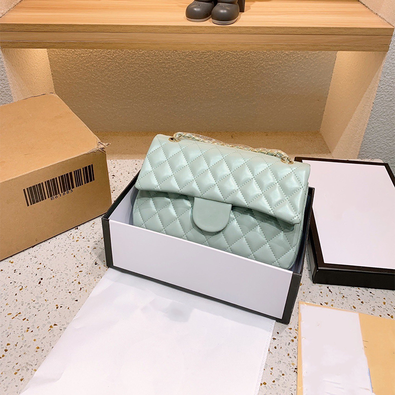 

fashion the tote bag designer luxury bag leather handbag classic quilt shoulder bags purses lady chain quilted pearlescent double flap women crossbody handbags, White