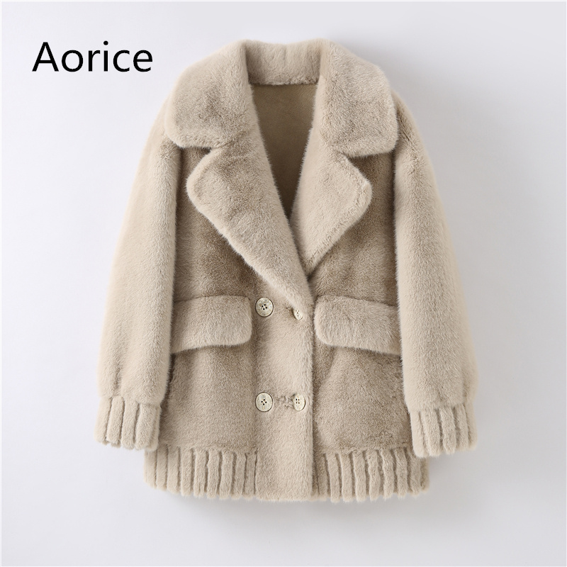 

Aorice New Fashion Women Faux Mink Fur Casual Coat Soft Warm Jacket H2906, Black