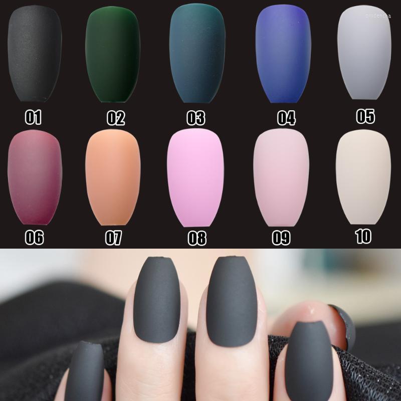 

False Nails Multiple Color Coffin Design Matte Fake Nail Pure Candy Simple Pattern Full Kit Fashion Manicure Tool 24Pcs/kit Prud22, Z971