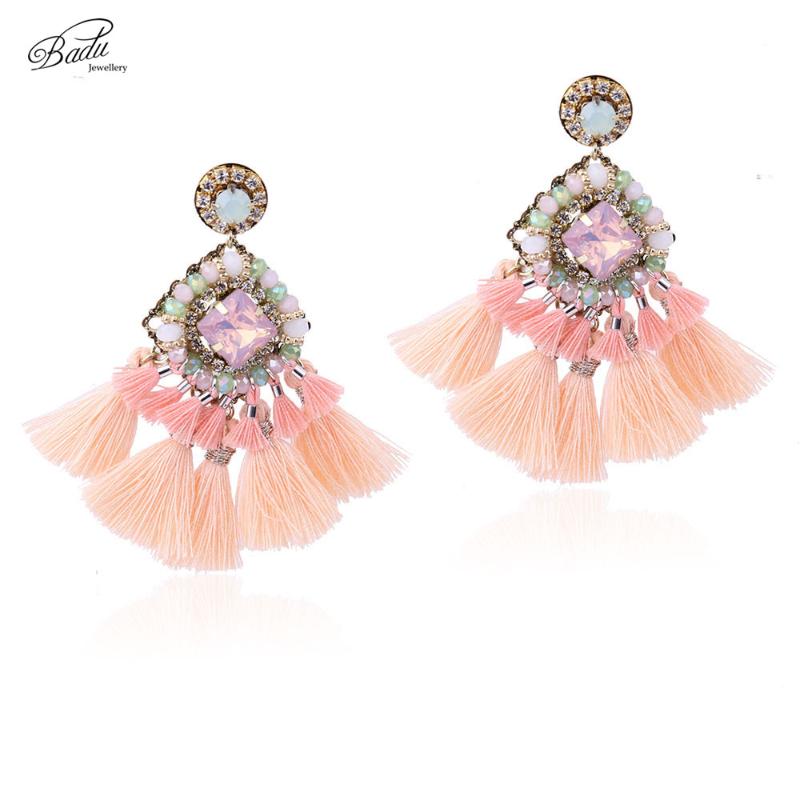 

Dangle & Chandelier Badu Pink Tassel Earring Baroque Lovely Fringe Earrings Women Boho Handmade Jewelry Girlfriend Gift 2022 ArrivalDangle