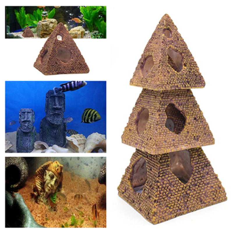 

Aquarium Decoration Easter Island Head Statue Egyptian Pharaoh Pyramid Desert Theme Avoid Hide Cave Fish Tank Decor Resin Ornament