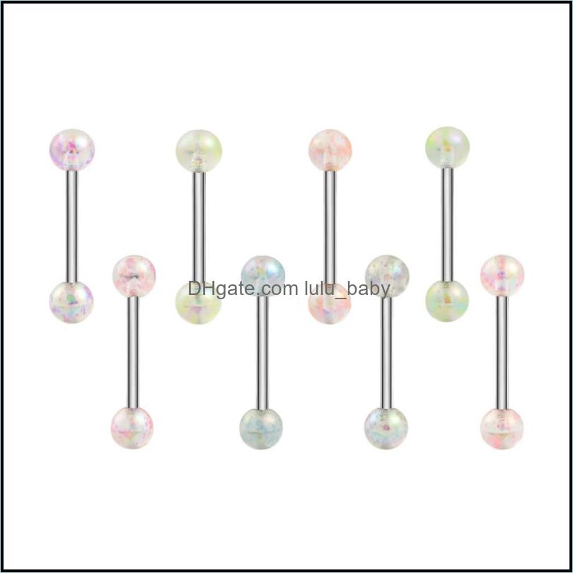 

Body Arts Tattoos Art Health Beauty Colorf Acrylic Shining Powder Tongue Piercing Stud Barbell Jewelry For Me Dhkwq