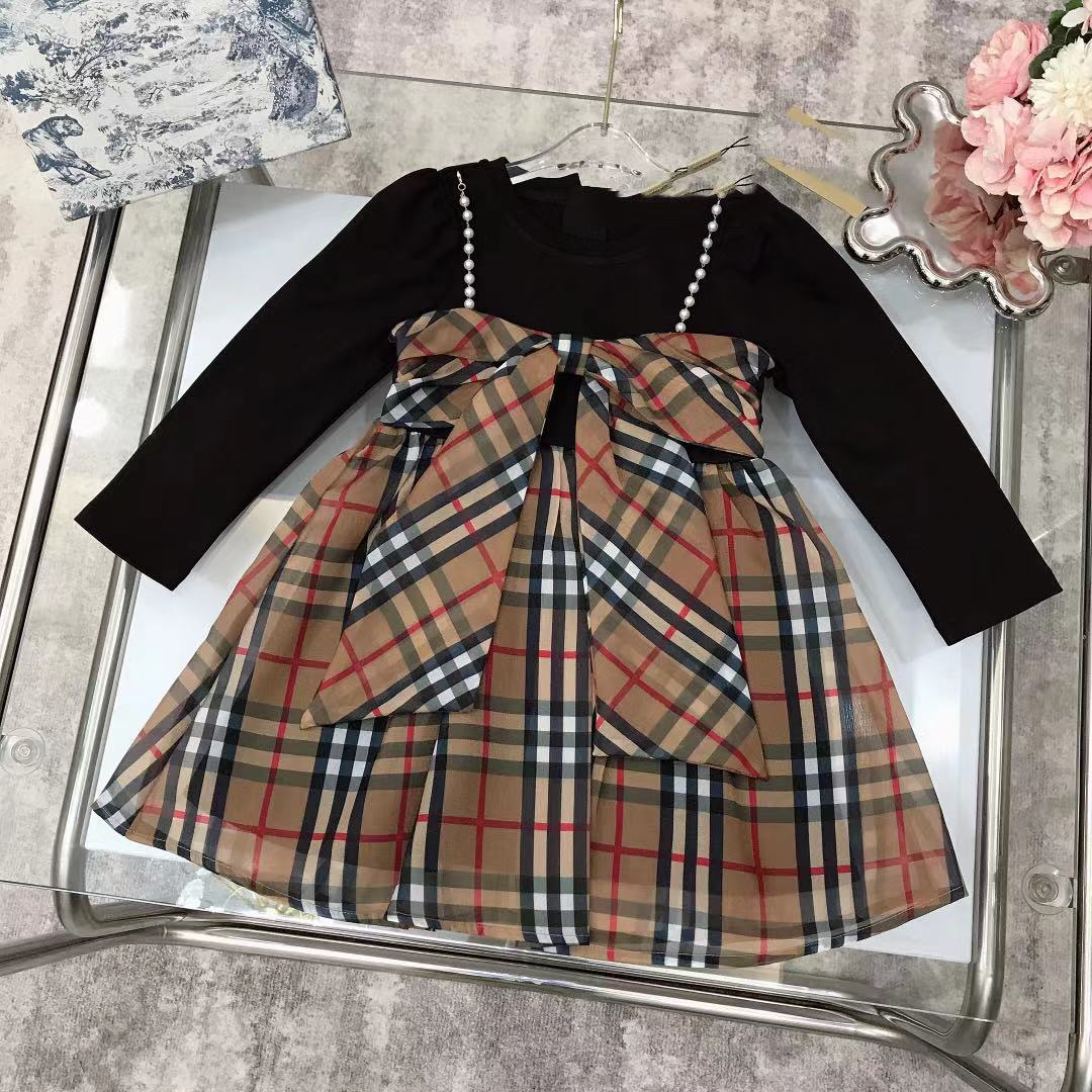 

girl dress brown color designer kid fashion clothe set baby girls autumn clothing sets full sleeve dresses 100-150 cm