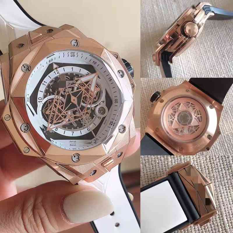 

Carbon titanium ceramicSUPERCLONE watch Hublo Watch Big Bang Same Tattoo Second Generation Mechanical Movement b Artifact, Silver bright tranquil blue