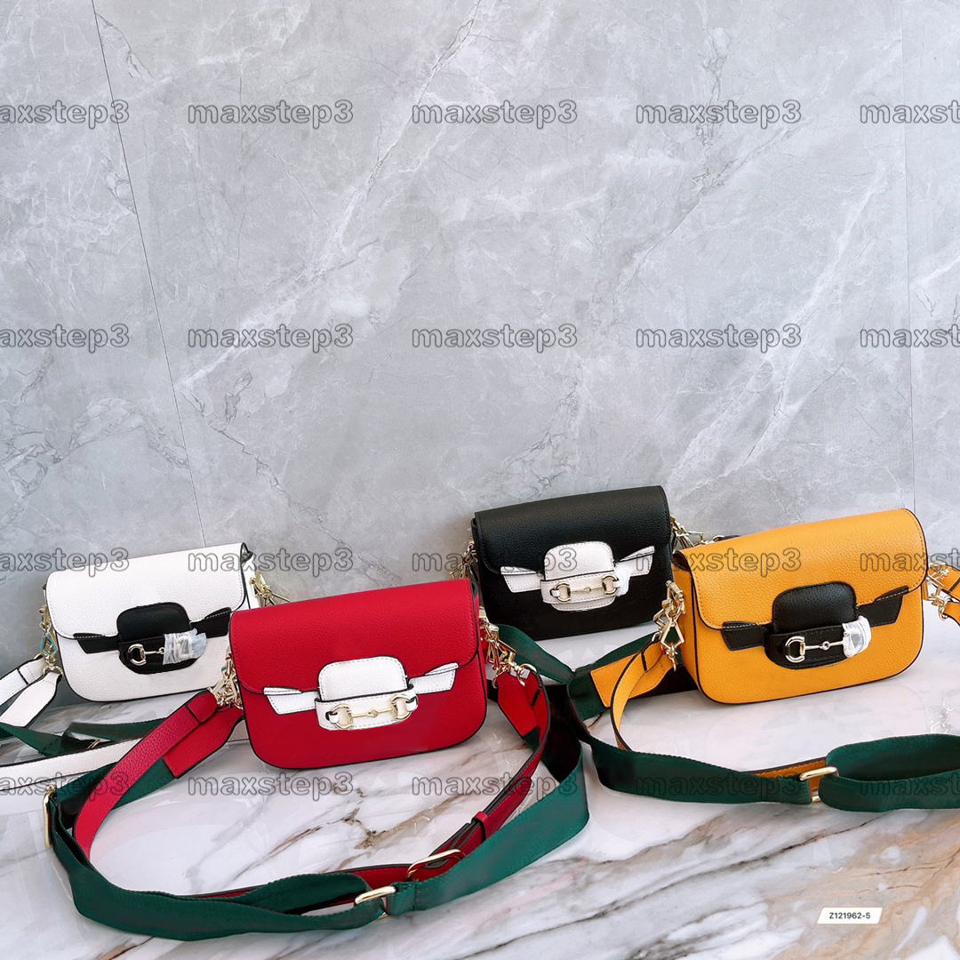 2022 Trefoil Print Horsebit 1955 Mini Sacs à bandouliers Red Leather Womens Crossbodybody Green and Red Web Wallet Purse