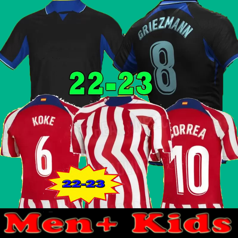 

New 2023 JOAO FELIX Soccer Jerseys GRIEZMANN CUNHA 21 22 23 M. Llorente CORREA KOKE Camiseta Atletico CARRASCO adult kids kit Football Shirt 2022 Madrids, Kids 21 22 third