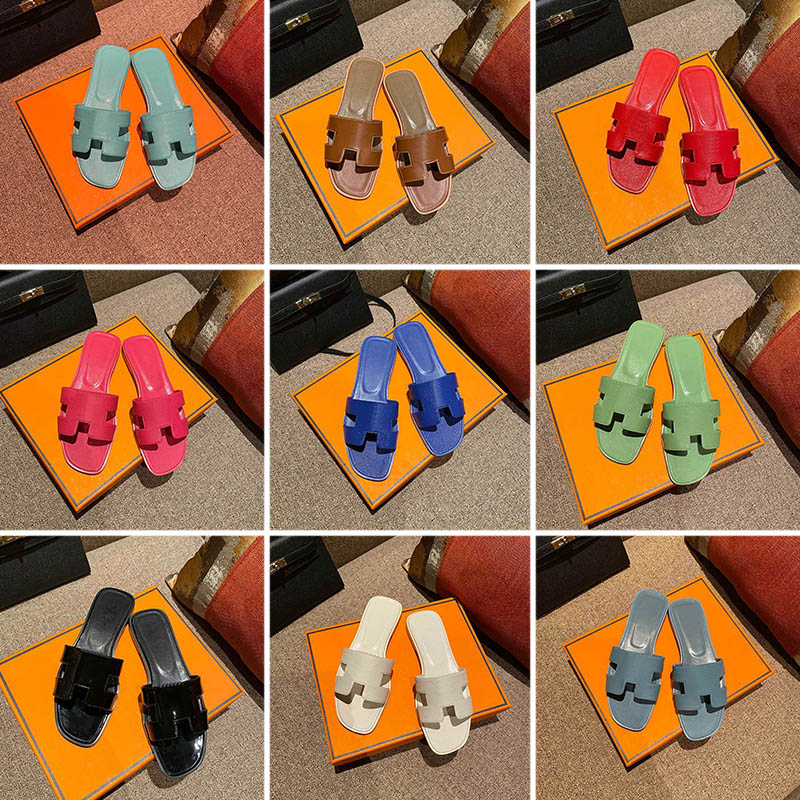 

women designer oran sandals luxury slippers sliders flat flip flop crocodile skin beach genuine leather lady fashion slide sandal size 35-42