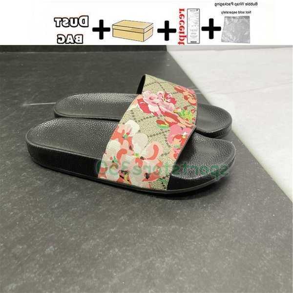 

Newest with box men women fashion slippers luxury slides summer flat slipper trendy leather rubber sandal mens beach slide US 5-12114