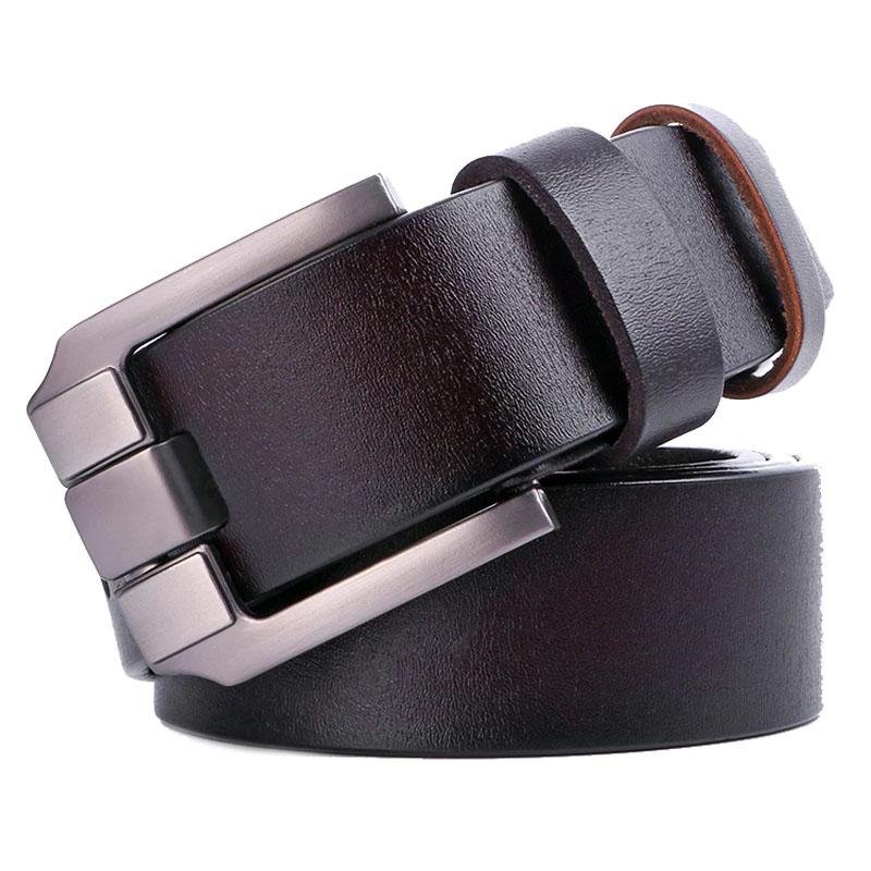 

Belts Fashion Brand Strap Male Pin Buckle Fancy Vintage Jeans Big Name 100% Cowhide Genuine Leather For Men CommercialBelts, Black