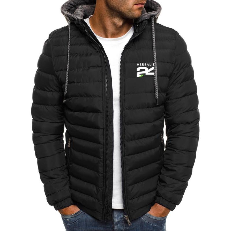 

Men' Jackets 24 2022 Fashion Print Men' Winter Jacket Cotton Top Zip Solid Color Coat Sports JacketMen, Black