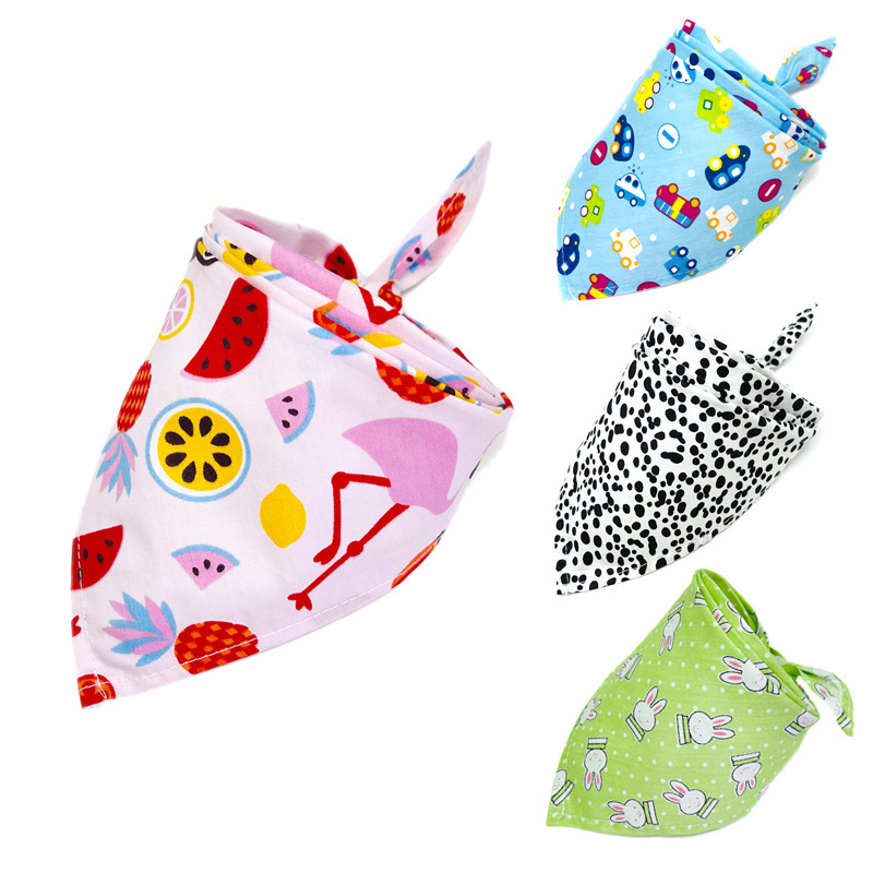 

Cotton Cute Saliva Towel Dog Bandana Christmas Lace Up Pet Print Triangle Scarf, Mixed colors