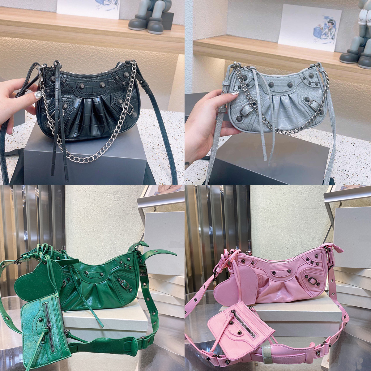 

Classic women motorcycle bags 5A Designer Shoulder Bag fashion with love letter mirror cross body top handbag lady Purse, Make up for price