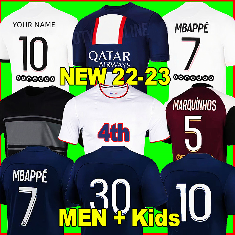 

22 23 Paris soccer jerseys Player Mess 30 Neyma 10 MBAPPE 7 HAKIMI 21 22 23 Maillots PSGS football shirt men kids kit sets uniform enfants maillot de foot, Qm8762 22 23 home no patch