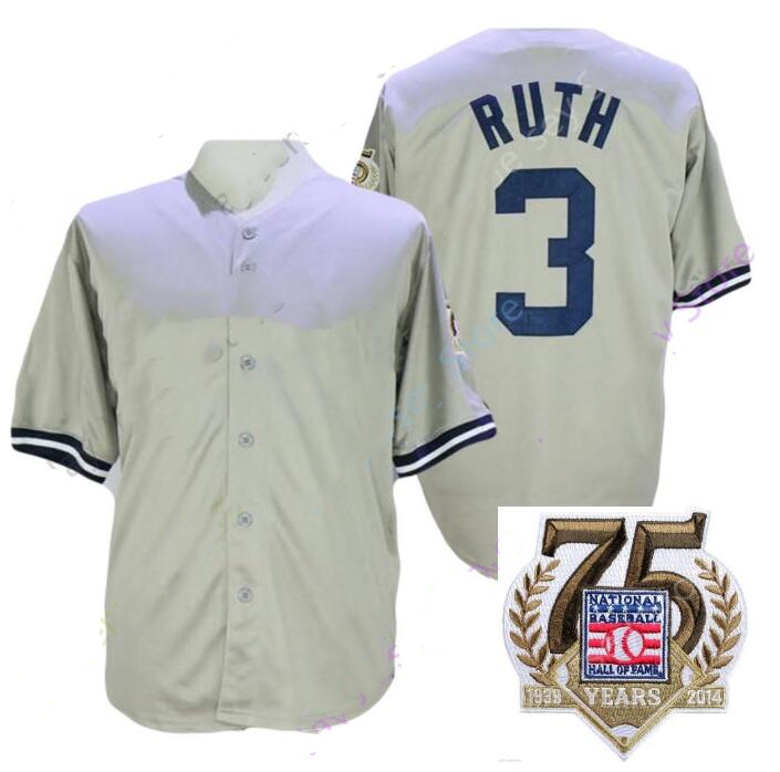 

Babe Ruth Jersey Retro Vintage 1914 1929 Grey Pinstripe Cooperstown 1935 Cream Pinstripe Hall Of Fame 75th Navy mens youth black