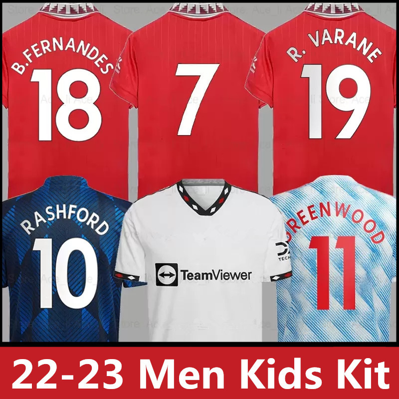 

21 22 23 SANCHO soccer jerseys PLAYER #7 Ronaldo Fans man BRUNO FERNANDES LINGARD RASHFORD UTD Manchester GREENWOOD football shirt 2022 2023 United men kids kit sets, Colour 13