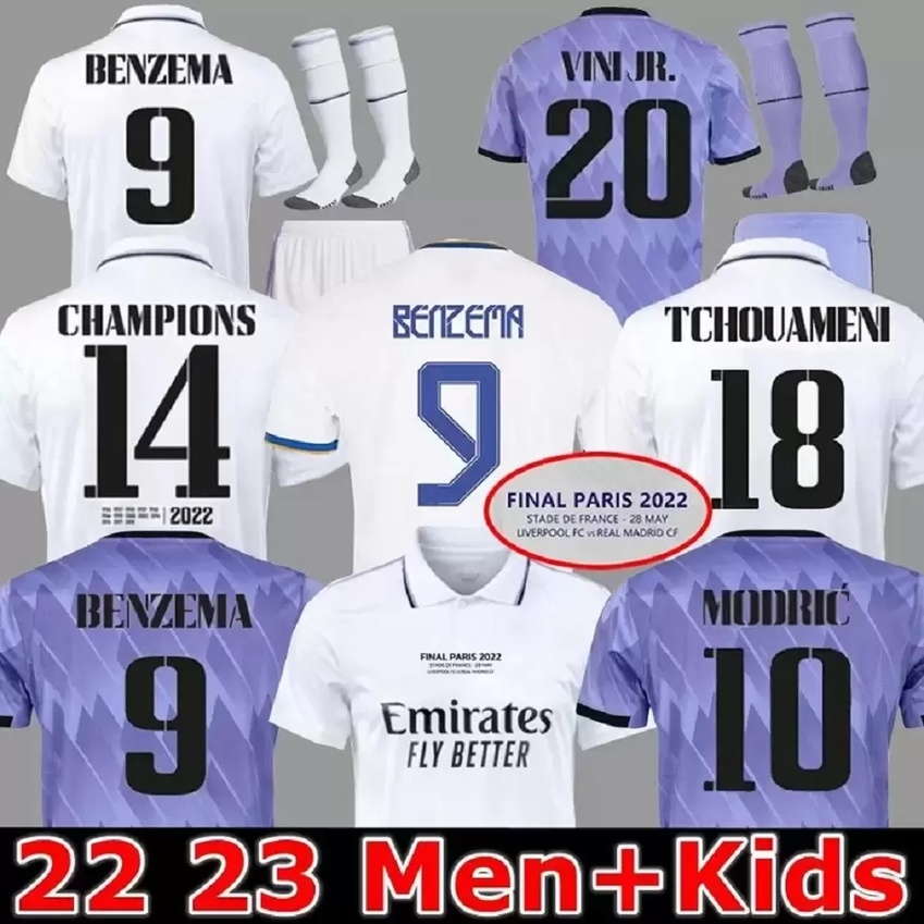

2023 BENZEMA Finals soccer jersey 21 22 23 football shirt Real Madrids CAMAVINGA ALABA MODRIC VALVERDE Fourth camiseta men kids uniforms saug17, 22 23 away aldult ucl