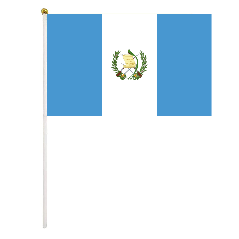 

Guatemala Hand Waving Flag 14X21CM Premium Polyester Mini World Country Flag Banner With Plastic Flagpole