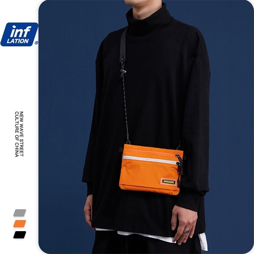 

INFLATION Men Unisex Canvas Sports Bags Casual Style Chest Packs Mini Chest Bag in Waist Pack Street Outside Style Bag 252AI 201117, Orange