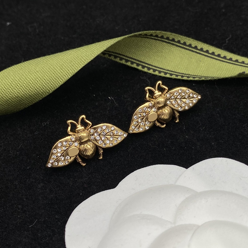 

Vintage Bees Earrings Fashion Designer Earring Top Quality Women Studs For Lady Luxury Brand Jewelry Party Wedding Stud Engagement 2204073WU