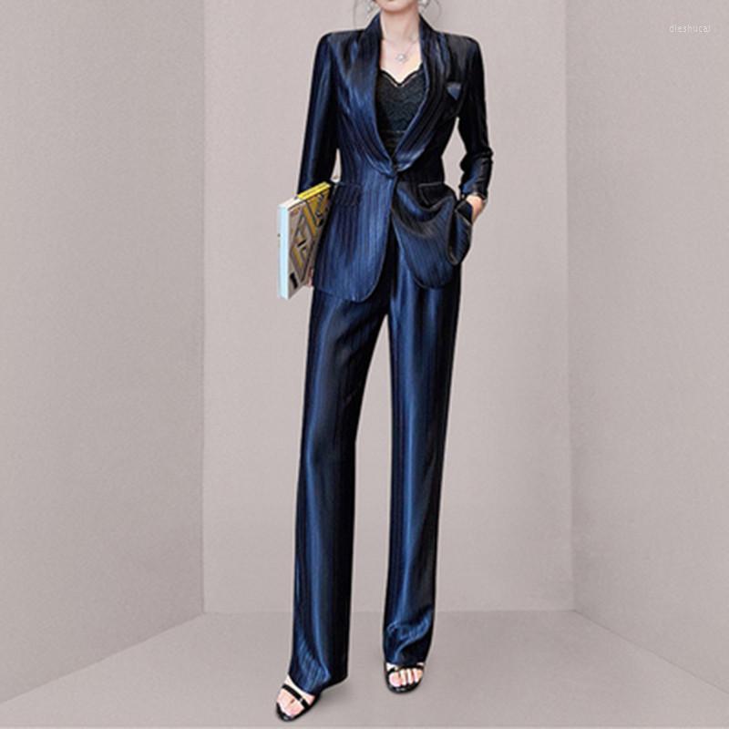 

Women' Two Piece Pants ZAWFL 2022 Autumn Striped Women Pant Suits Work Office Ladies Blazer Jacket Coat & Trouser Female Suit Sets, Picture color