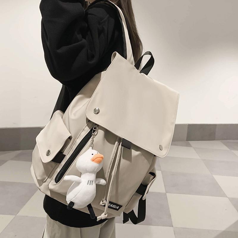 

Backpack Women Buckle Flap Waterproof Nylon Laptop Fashion Unisex College School Bag Large Capacity Travel BagBackpack, Black