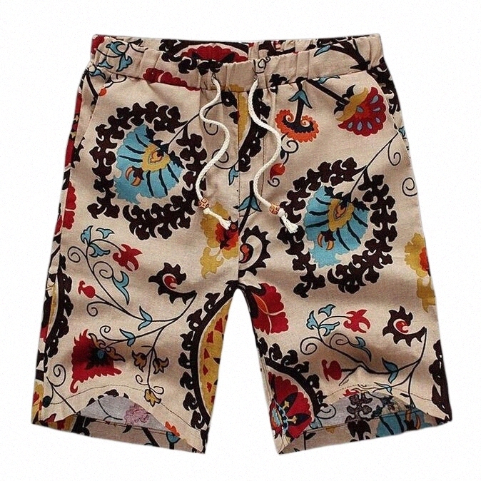 men's Shorts Wholesale-TFGS Summer Men Short Pants Casual Trousers Slim Fit Cotton Vintage Flower Print Men's Beach Shorts1 d06d#-image-794415903