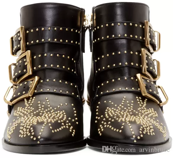 boots bottoms women Boot Girls Designer Luxury Shoes With Studded Spikes Party Boots Winter rock studs chl spakl red bottom band large capac Accesso