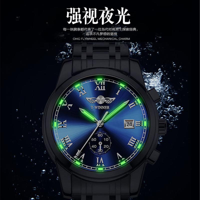 

Wristwatches Roman Calendar Steel Band Hollow-out Waterproof Luminous Man Business Fully Automatic Mechanical WatchWristwatches, As shown 7