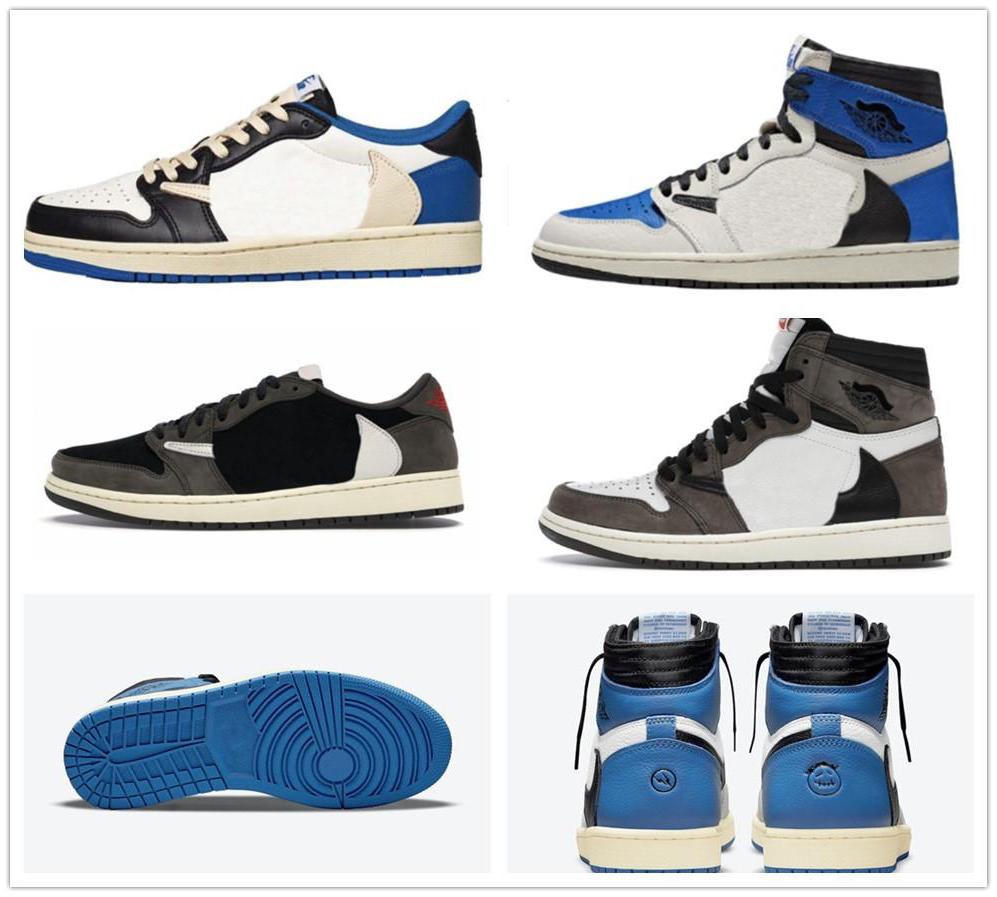 

Authentic Jumpman Travis x Fragment Basketball Shoes 1 High OG TS SP Men Low Shoe Military Blue 1S Sail Black Shy Pink Women Outdoor Sneakers 36-47