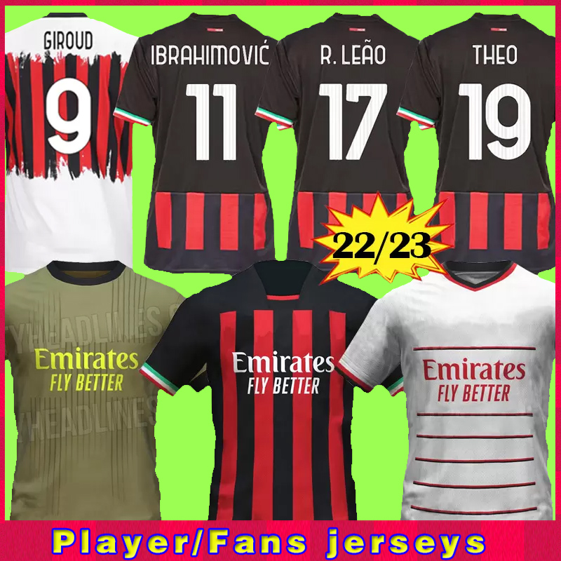 

22 23 IBRAHIMOVIC AC soccer jerseys R LEAO 4TH fans GIROUD jersey PAQUETA ROMAGNOLI BRAHIM 2022 2023 THEO MILAN football shirt HERNANDEZ maillot DIAZ men kids kit 999, Home patches