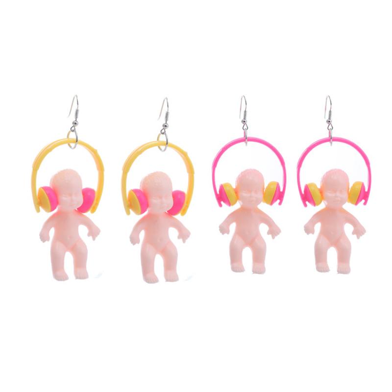 

Dangle & Chandelier Creative Funny Resin Cute Cartoon Doll Earrings Listen Music Baby Chain Tassel Earings For Women Girls Unique Jewelry