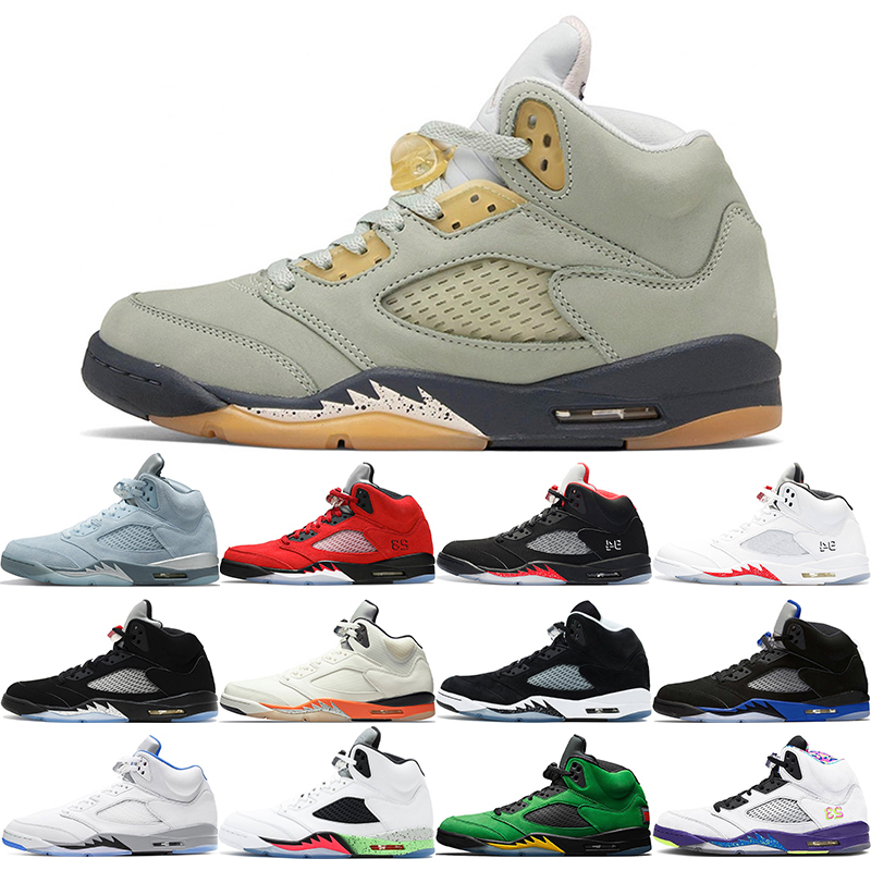 

jumpman 5s 5 basketball shoes Jade Horizon Bluebird Raging Bull Racer Blue Shattered Backboard Alternate Grape White Cement Space Jam mens trainers sneakers, Blue suede