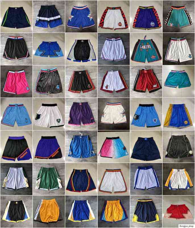 Short de basket-ball d'équipe Just Don City Short de sport rétro Hip Pop Pant avec poche zippée Pantalon de survêtement Violet Blanc Noir Bleu Ro