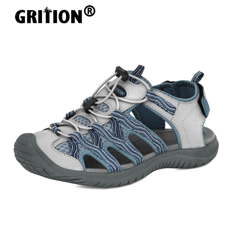 

GRITION Women Sandals Flat Casual Outdoor Toecap Protective Trekking Non Slip Shoes Comfort Wear Risistant Fashion Beach 220616