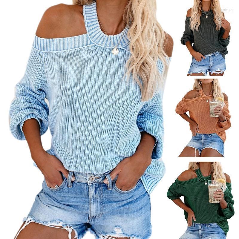 

Women's Sweaters Women Off Shoulder Halter Neck Sweater Lantern Sleeve Backless Loose Jumper Tops Jemi22, Green