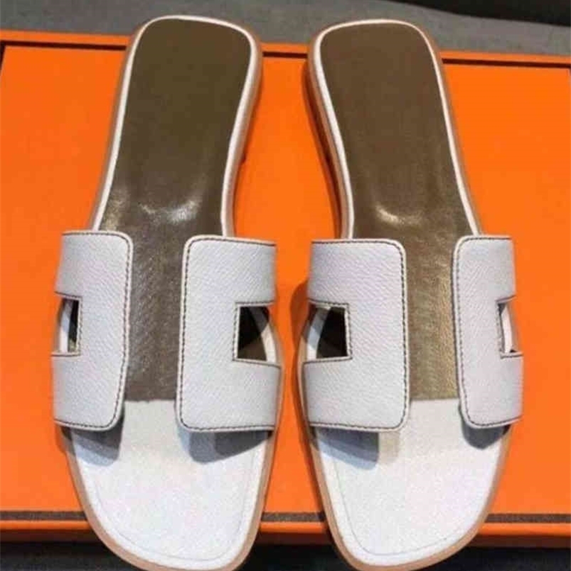 

Herme Oran Slide Sandals h Summer Beach Womens Slippers Crocodile Skin Leather Flip Flops Sexy Heels Ladies Sandali Fashion Designs Orange Scuffs Shoes A894, 14