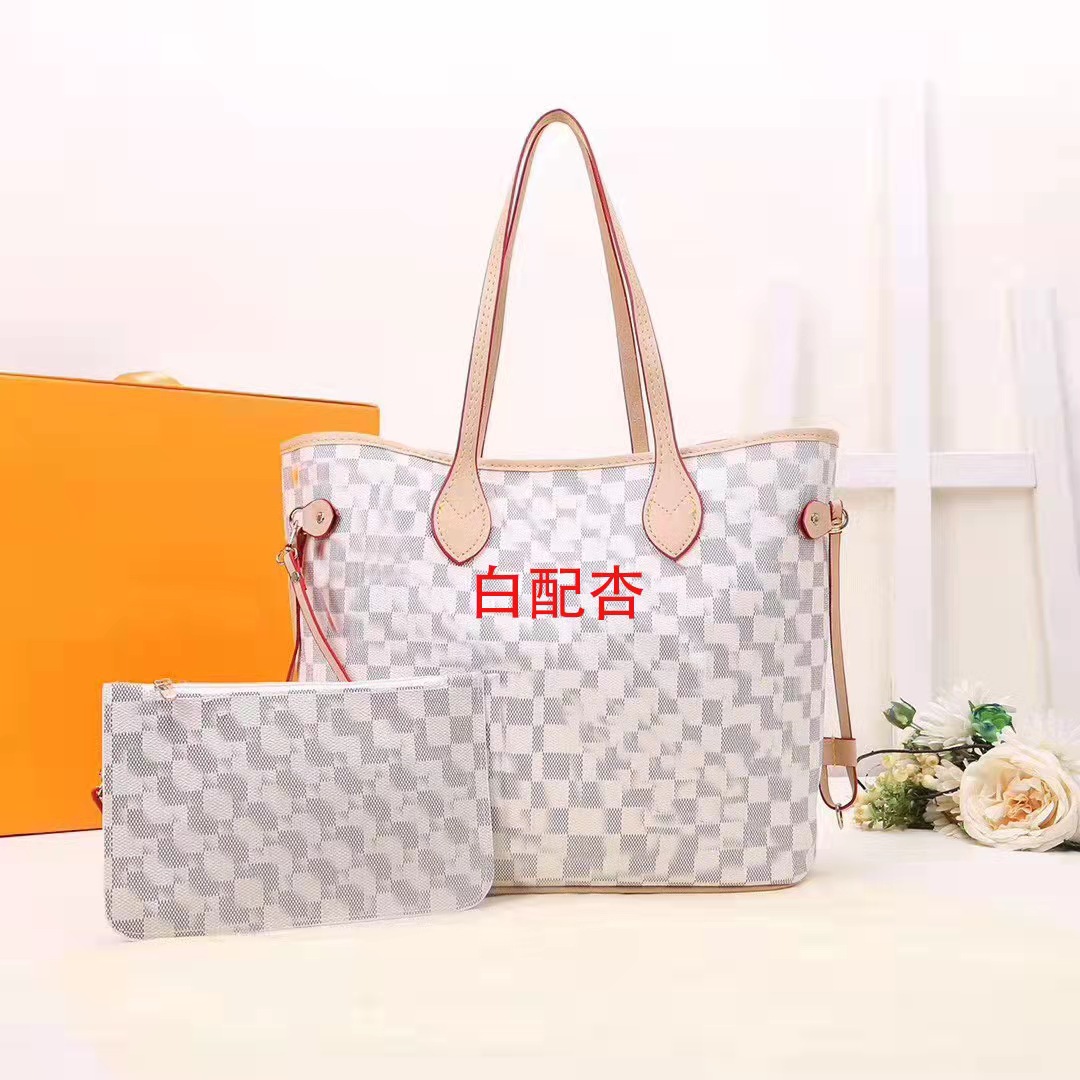 

4 colors lattice 2pcs set Totes high quality bags Women Double G handbags luxurys designers ladies Shoulder Bags handbag lady clutch purse retro Backpack Style #18, Brown flower