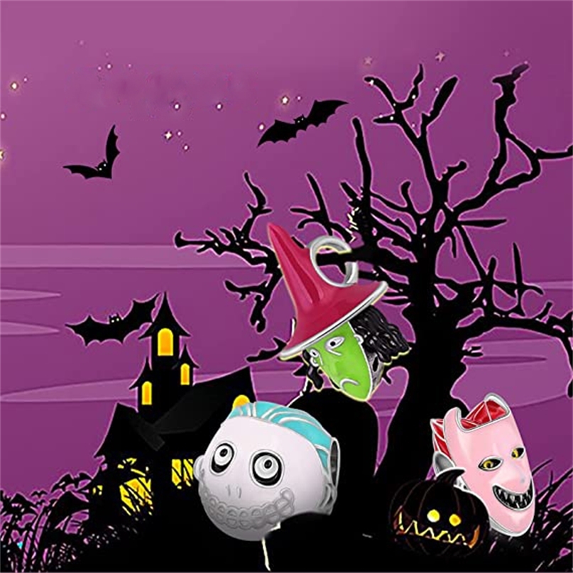 

Charms Pendant Necklaces 925 Sterling Silver Monkey Enamel Skull Halloween Style Fit 220826