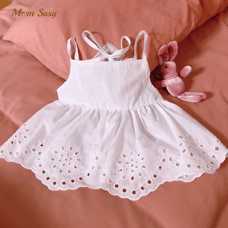 

Baby Girl Princess Suspender Lace Dress Cotton Infant Toddler Girl Summer Strap Vestido Party Wedding Birthday Baby Clothes 15Y 220614, White