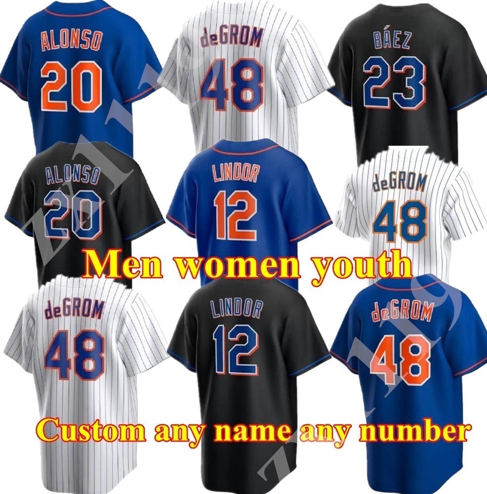 

12 Francisco Lindor Baseball Jersey 20 Pete Alonso Max Scherzer New York''Jacob deGrom Mets Mike Piazza Starling Marte Keith Hernandez Strawberry Travis Jankowski 6, As pic