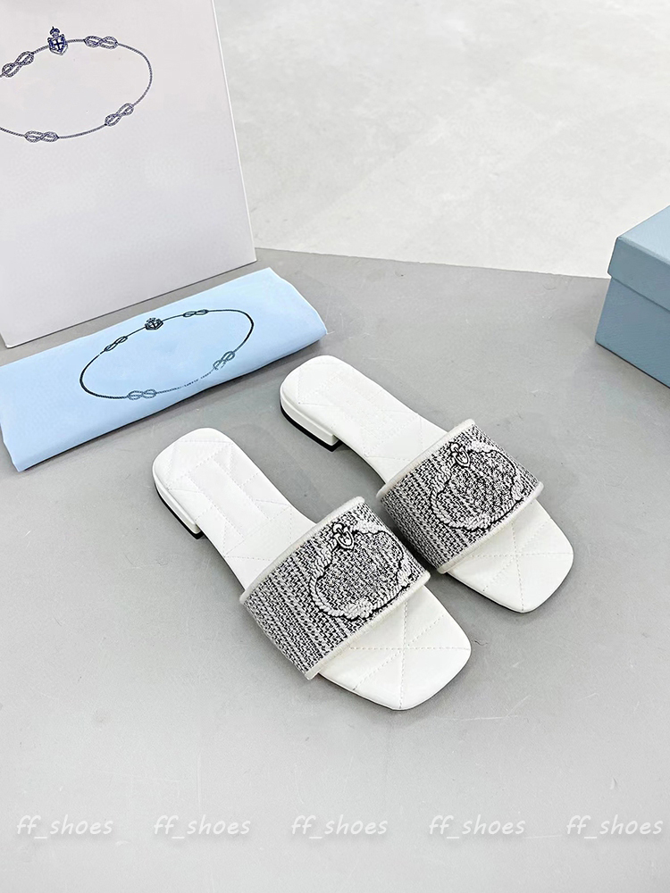 

Designer Women Slippers Sandals Slides Embroidered with Letters Ladies Sandal Slipper Summer Beach Causal Flip Flops Flat Slide Casual Shoes, Black