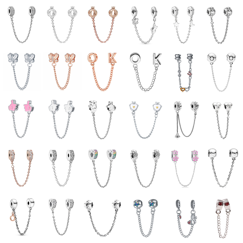 925 Argent Fit point Perle papillon étoile lune chaîne de sécurité approprié Bracelet Perles Breloque Dangle BIJOUX À BRICOLER SOI-MÊME Accessoir