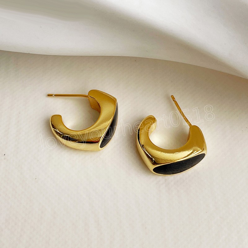 S925 aiguille bijoux à la mode boucle d'oreille géométrique simplement boucles d'oreilles pendantes noires pour les cadeaux de célébration