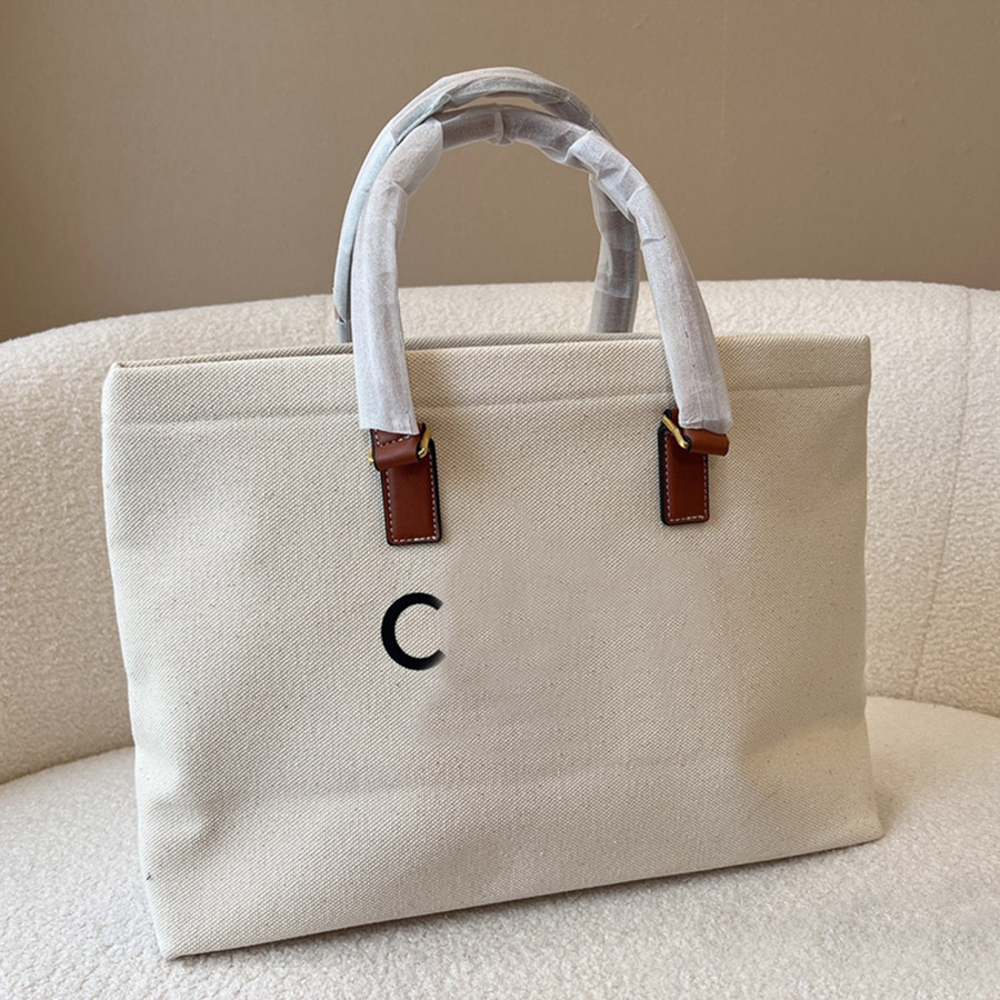 

Luxury Designer Women Handbags Tote Shopping Bag High Quality Handbag Totes Canvas Linen Large Beach bag woody Travel Cross Body Shoulder Bags Purses, White