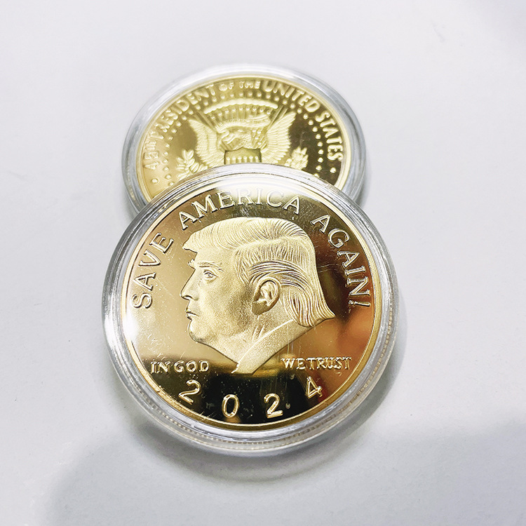 

Trump 2024 Gold Coin Save America Again Commemorative Craft Metal Badge Double Color