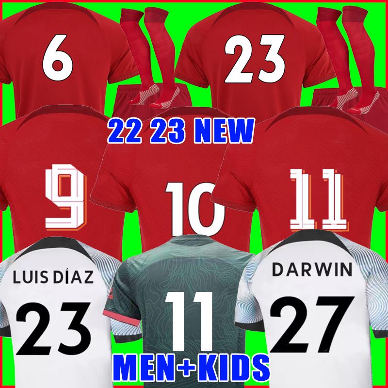 

21 22 23 season home away 3rd DARWIN soccer jerseys 2022 2023 Mohamed Diogo Luis DIaz Alexander Arnold football kit tops shirts men kids uniform, 21 22 away men+patch