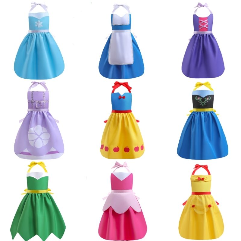 

Aprons Princess Kids Pocket Craft Cooking Baking Art Painting Kitchen Dining Bib Children 10 Colors jlllIG