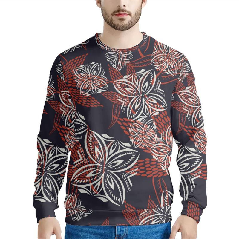 

Men's Sweaters Arrival Special Sweatshirt Polynesian Tribal Traditional Floral Print Men's Hoodies Elegant Autumn O-neck Pullover Hoodie, Wmy22050904z73m