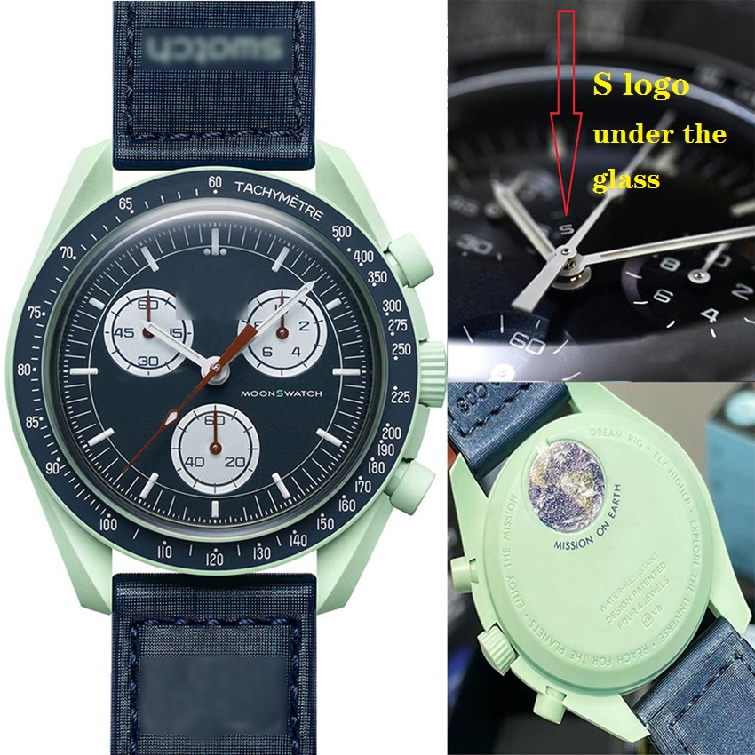 

Bioceramic Moonswatch Quarz Chronograph Mens Watch Mission To Mercury 42mm Real Black Nylon Luxury Watch James montre de luxe Limited Edition master wristwatch, 6 mars