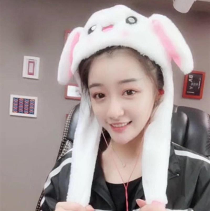 

Berets Winter Cute Ears Hat Moving Airbag Soft Cap Funny Toy Girls Cartoon Plush Warm Hats Skullies Gift For Adult KidsBerets BeretsBerets B, White